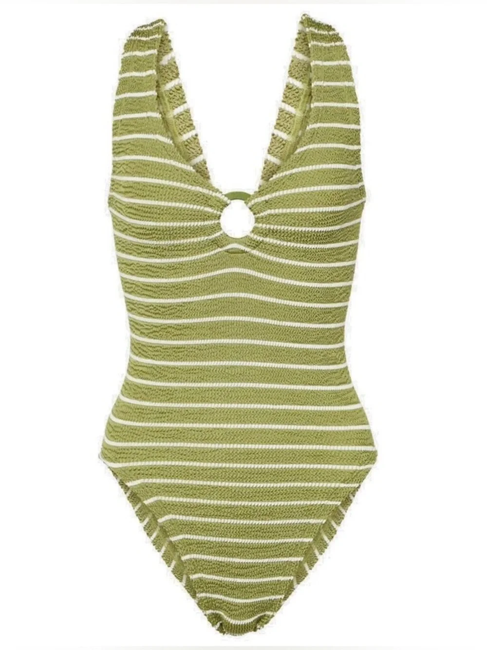 HUNZA G Celine Stripe Seersucker One-Piece Swimsuit